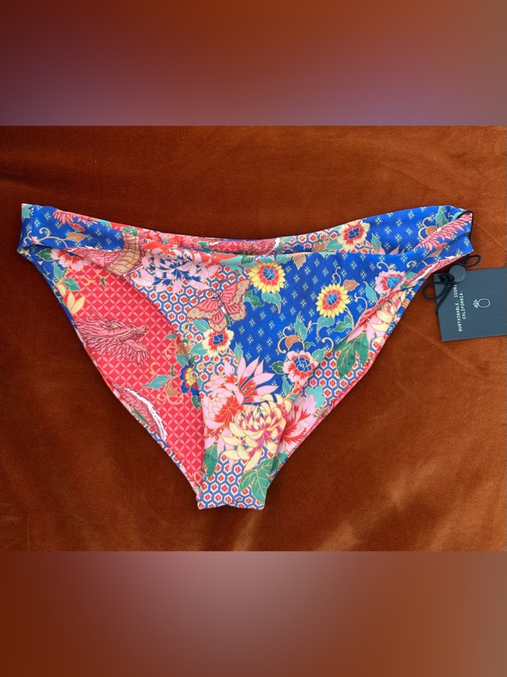 Skatie Swim Los Angeles NWT 3 Piece Swim Set Dragon Flowers Size Small - Picture 2 of 11